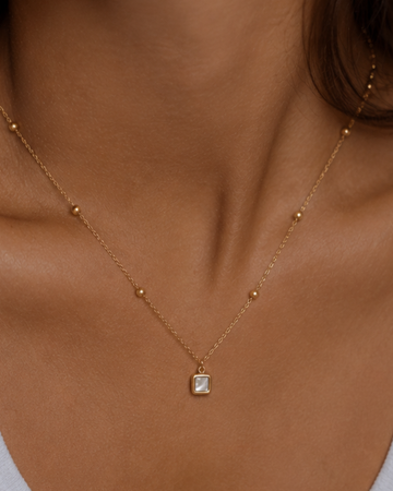 Minimal Beaded Lock Pendant Necklace