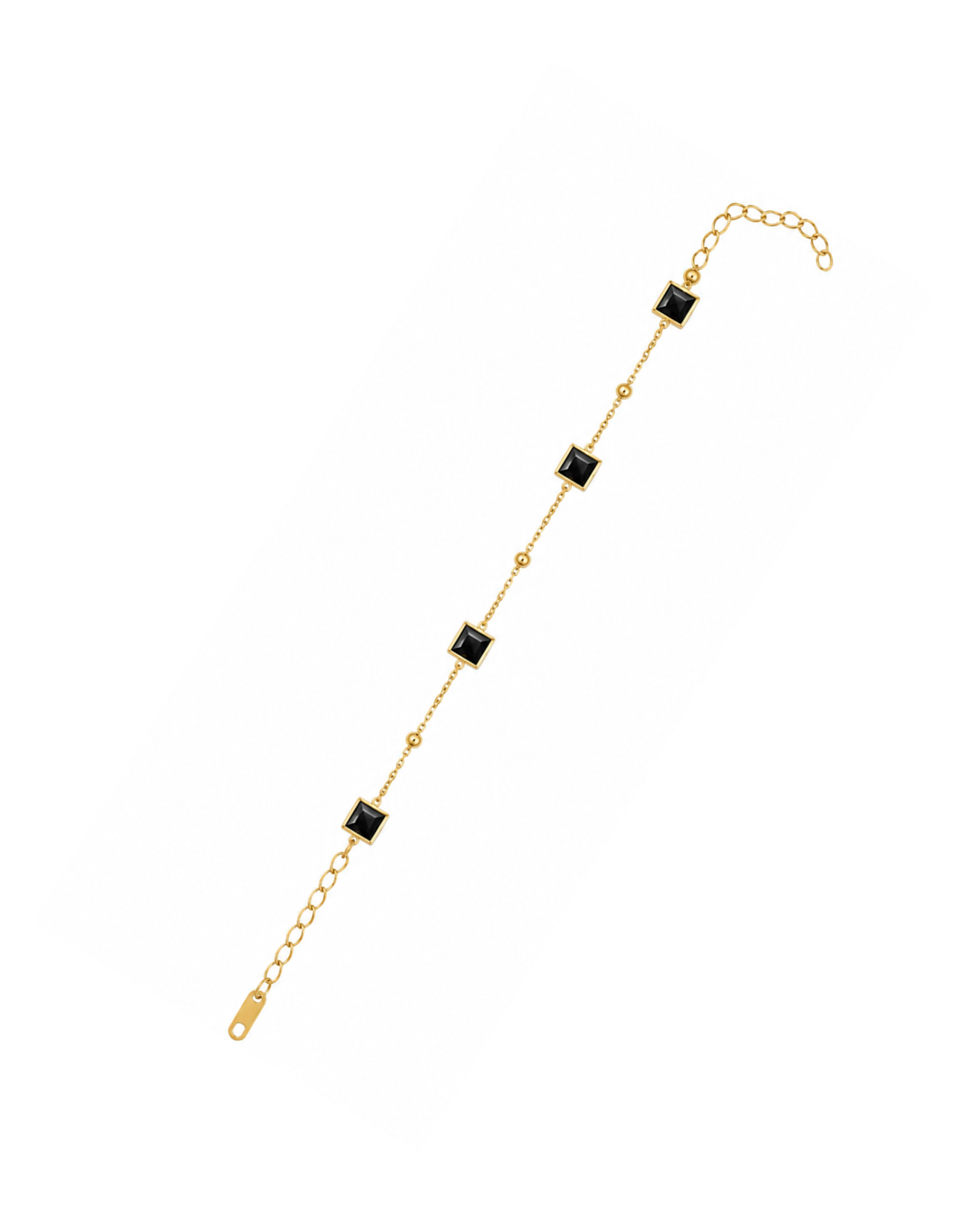 Black Stone Station Bracelet