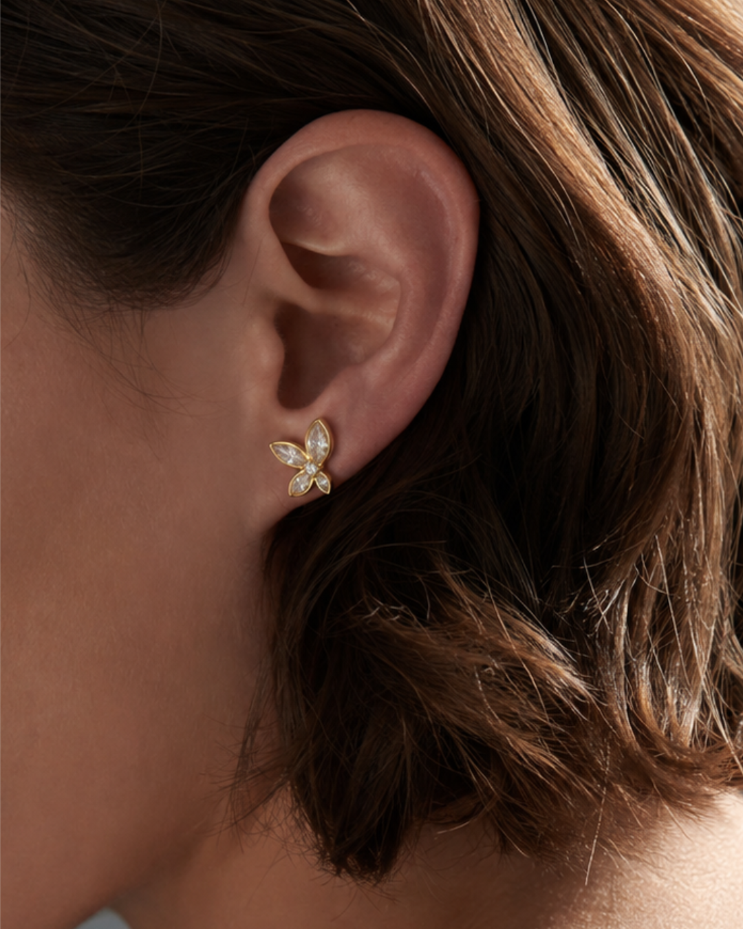 Floral Marquise Stone Stud Earrings