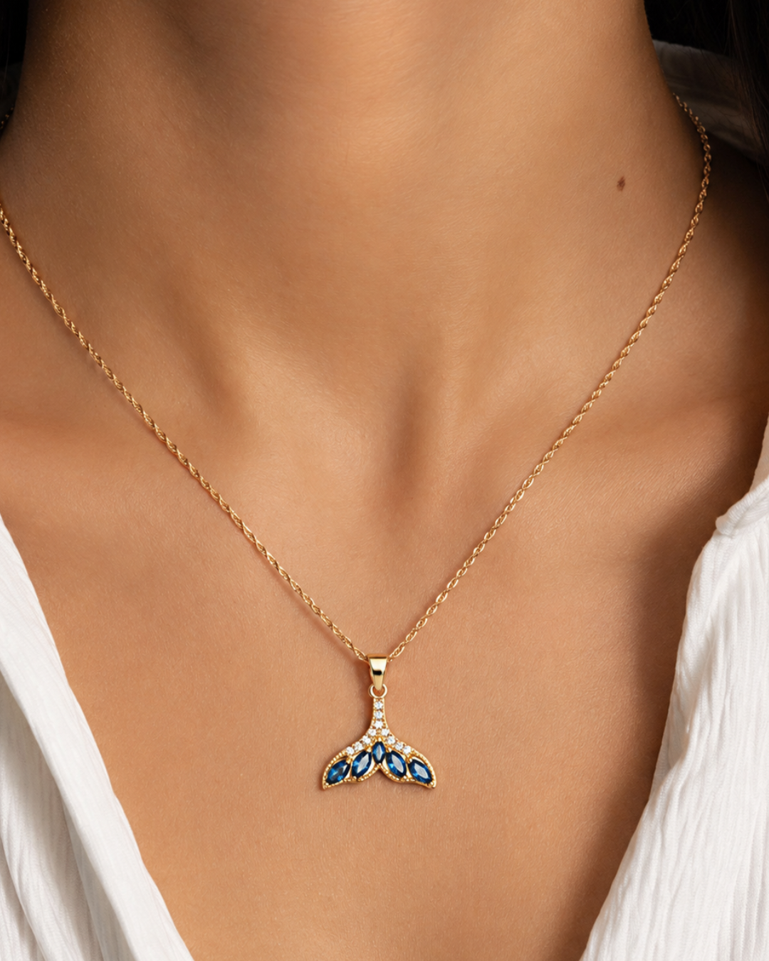 Enamel Mermaid Tail Pendant Necklace