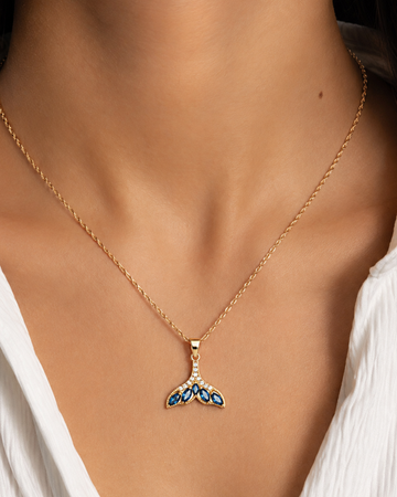 Enamel Mermaid Tail Pendant Necklace