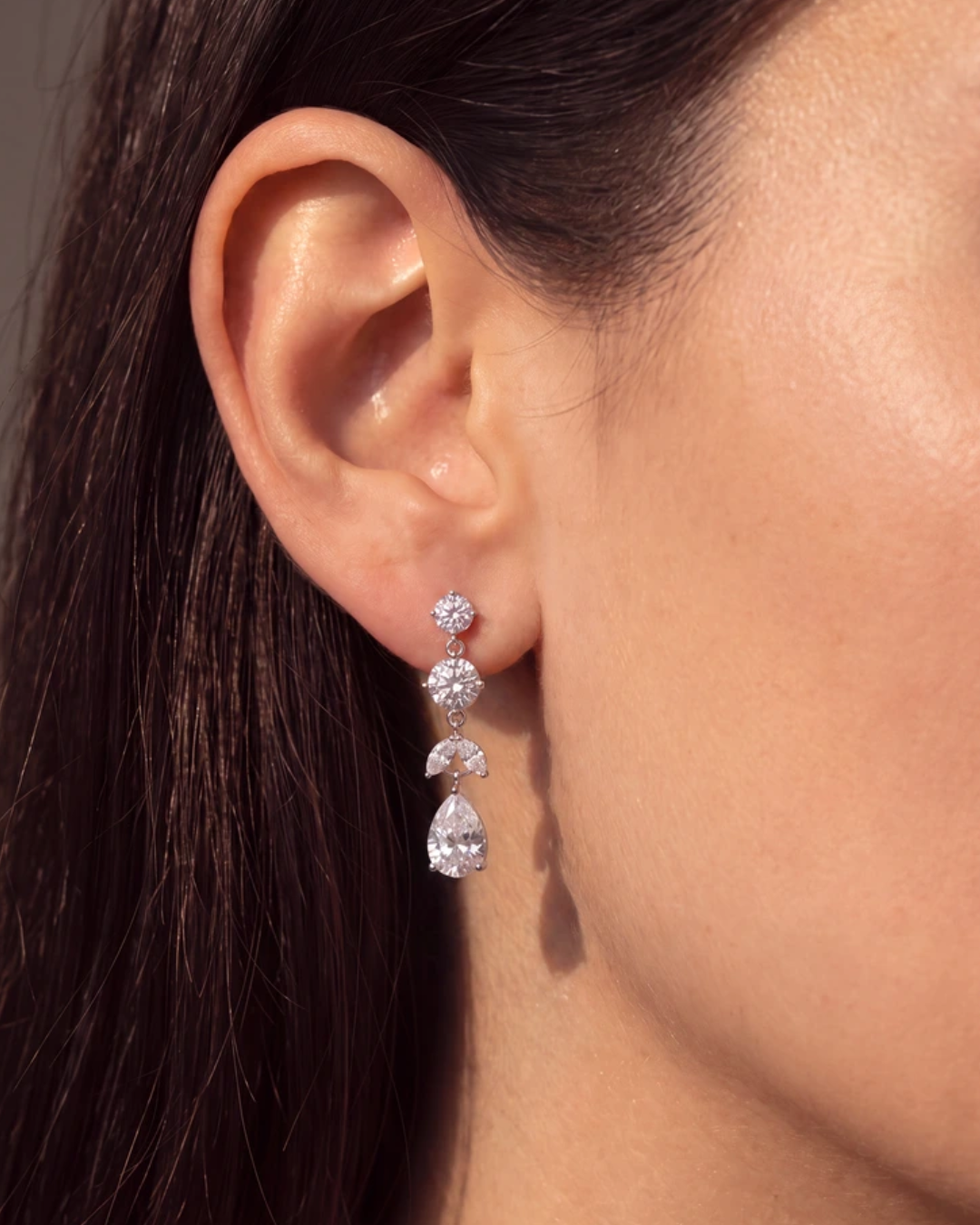 Triple Halo Teardrop Crystal Earrings