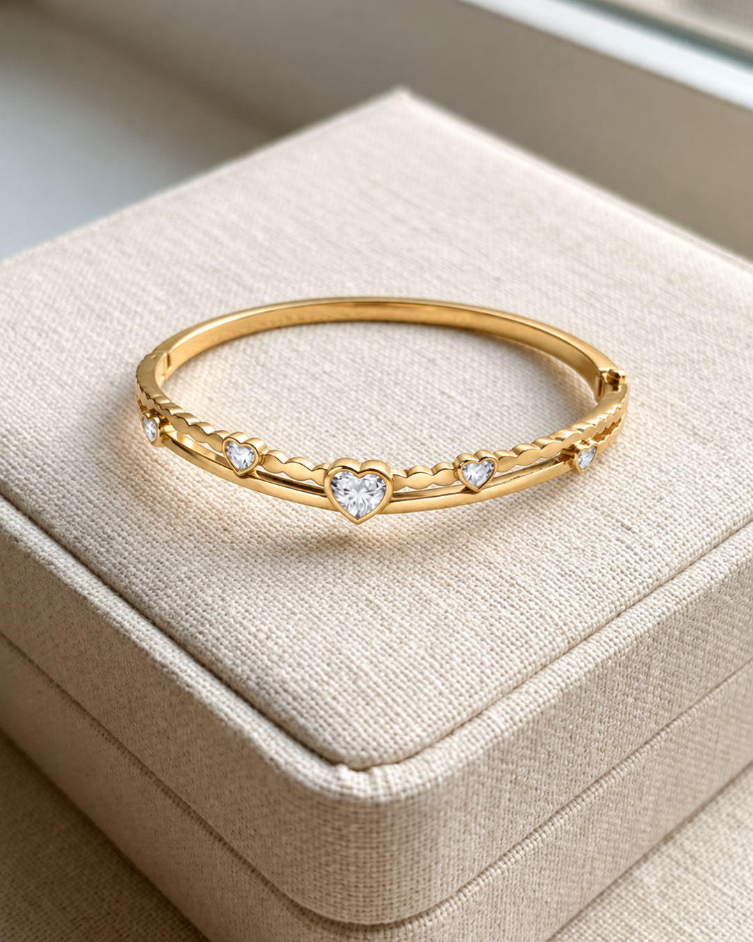 Crystal Heart Station Tennis Bracelet