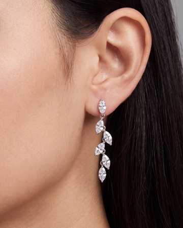Leaf Cascade Linear Crystal Earrings
