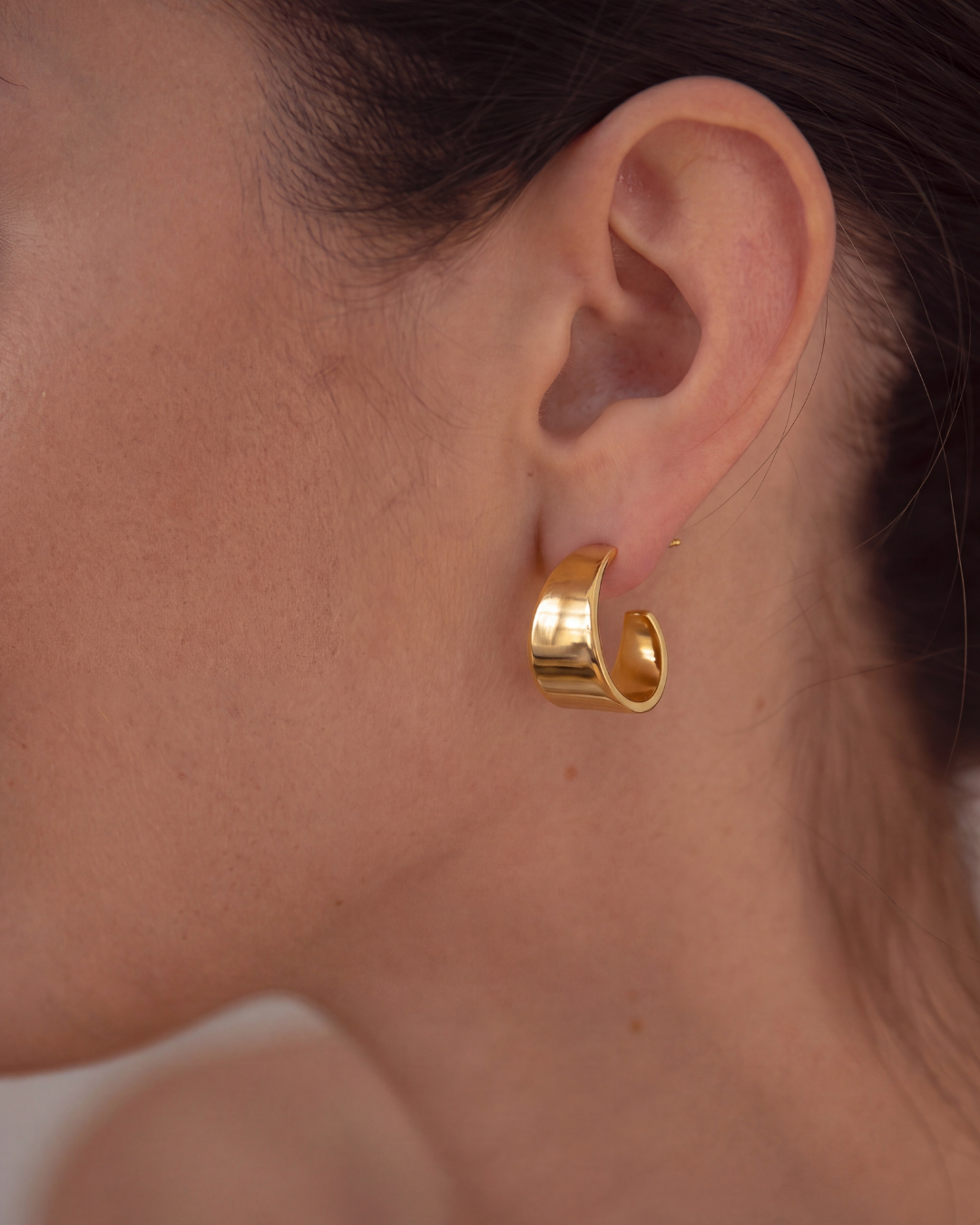 Wide Satin Finish Hoop Earrings