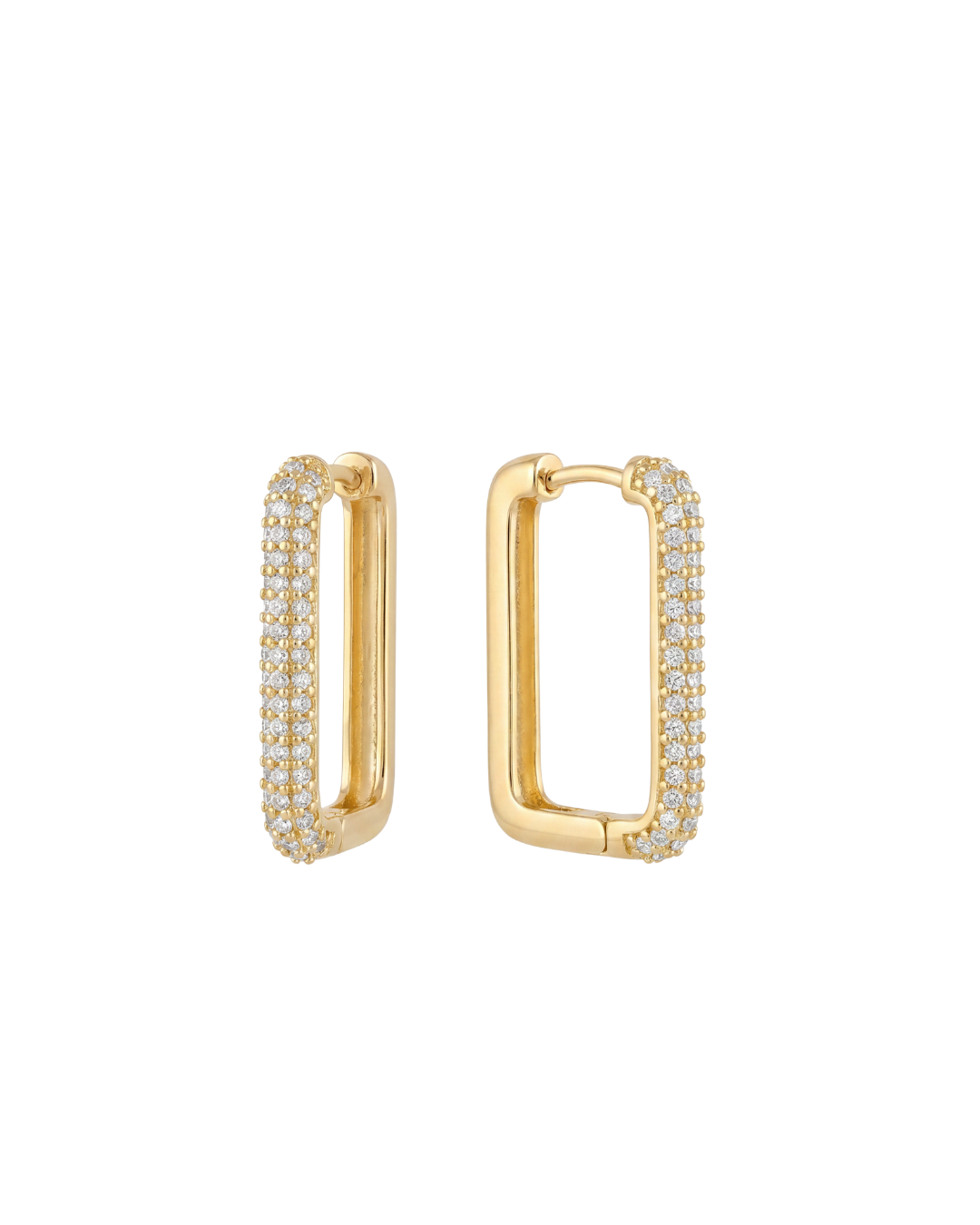 Textured Rectangular Pavé Hoop Earrings