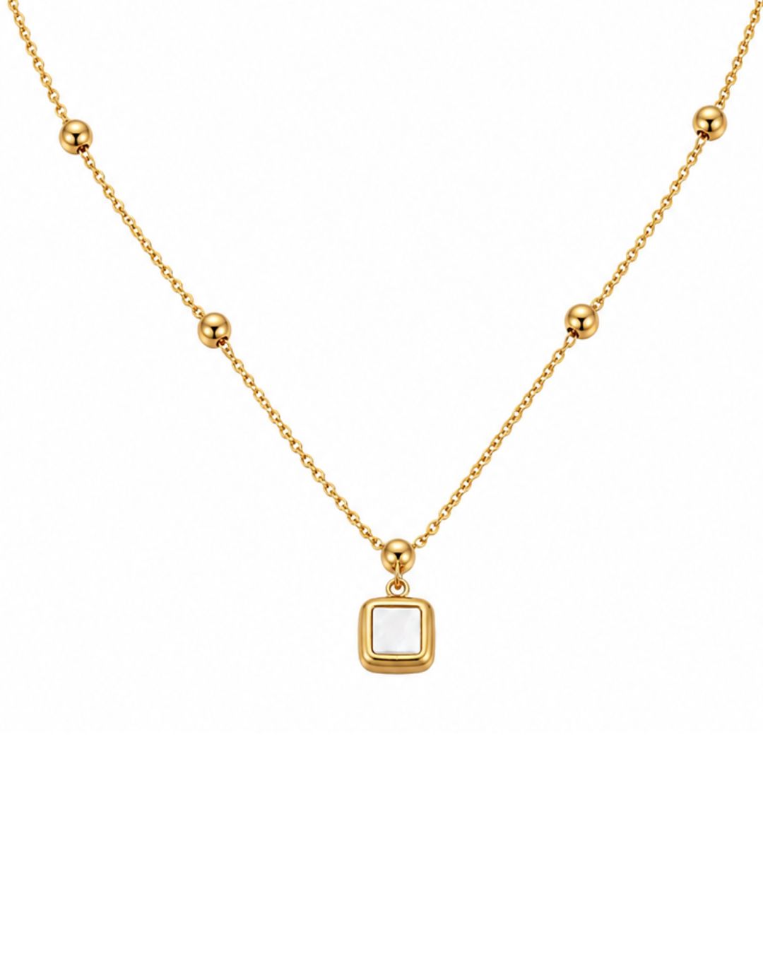 Minimal Beaded Lock Pendant Necklace