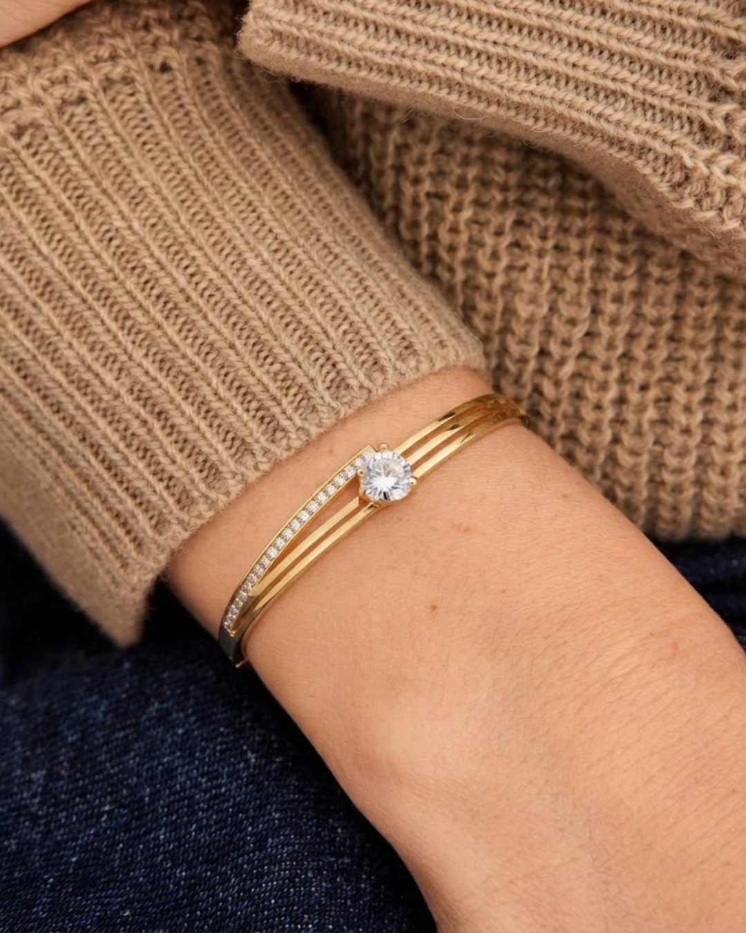 Diagonal Pavé Solitaire Bracelet