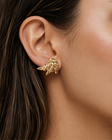 Textured Wing Statement Stud Earrings
