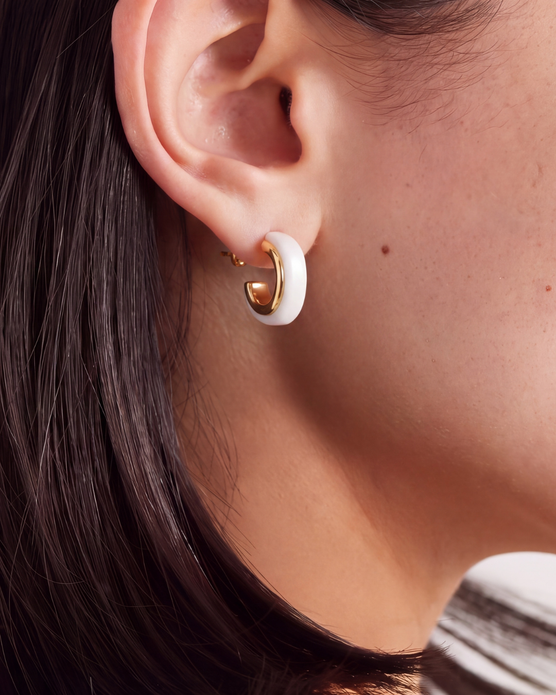 Modern Open Hoop Gold Stud Earrings