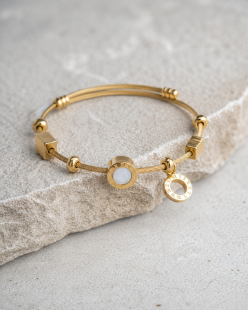 Charm Accent Beaded Gold Bracelet