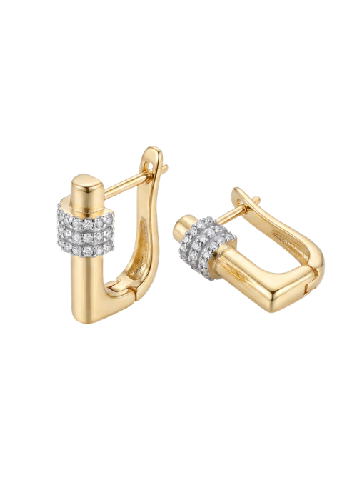 Contemporary Crystal Barrel Hoop Earrings