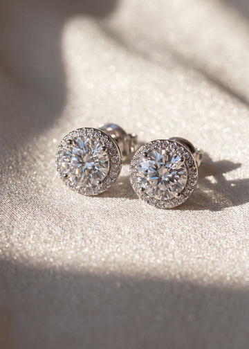 Brilliant Halo Round Stud Earrings