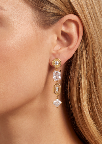 Geometric Crystal Drop Earrings