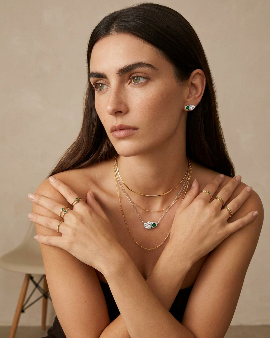 Dual Heart Silver Jewelry Set