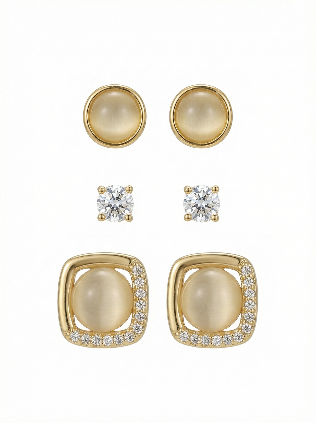 Pack of 3 Gold & Pearl Earrings