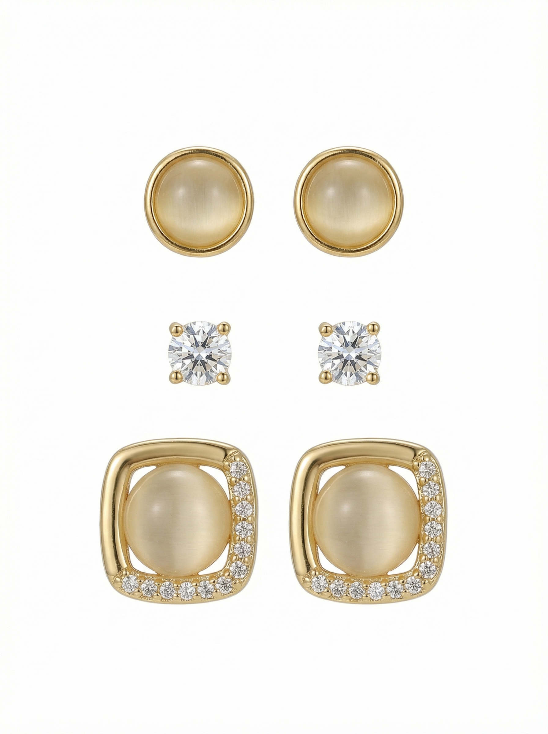 Pack of 3 Gold & Pearl Earrings