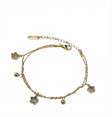 Delicate Gold Flower Charm Bracelet