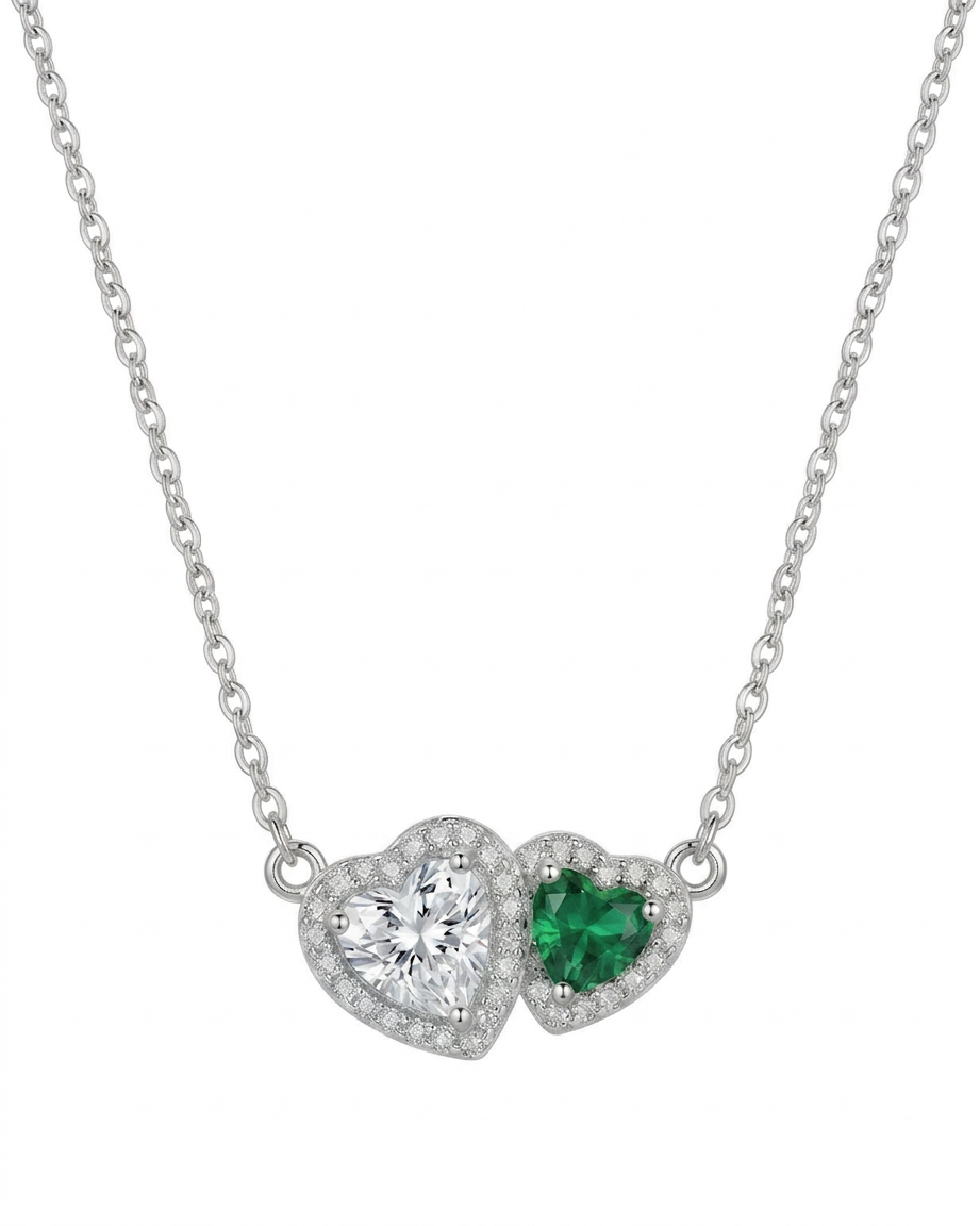 Dual Heart Silver Jewelry Set
