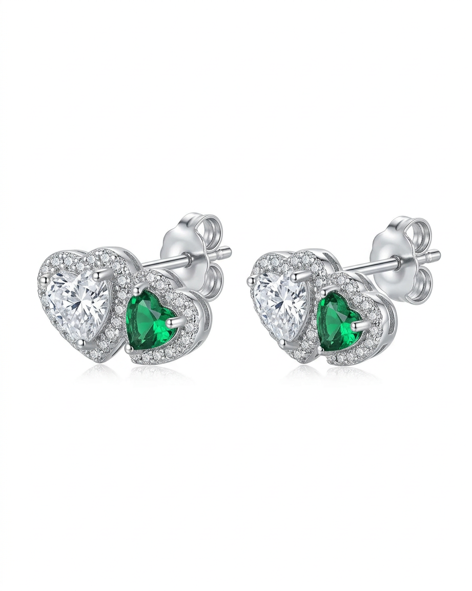 Dual Heart Silver Jewelry Set