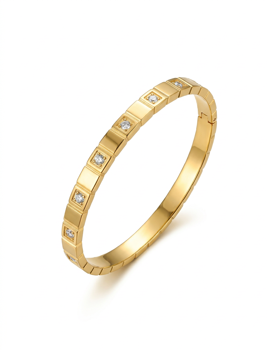 Gold Diamond Studed Bangle