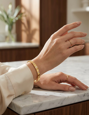 Gold Diamond Studed Bangle