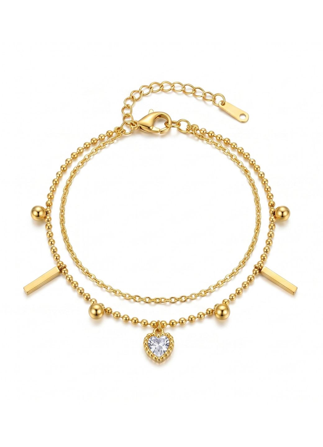 Gold Double Layer Charm Bracelet