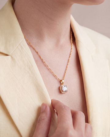 Classic Round Crystal Solitaire Necklace