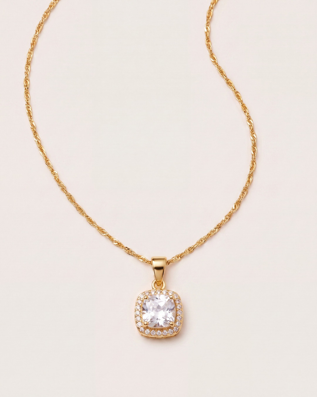 Classic Round Crystal Solitaire Necklace