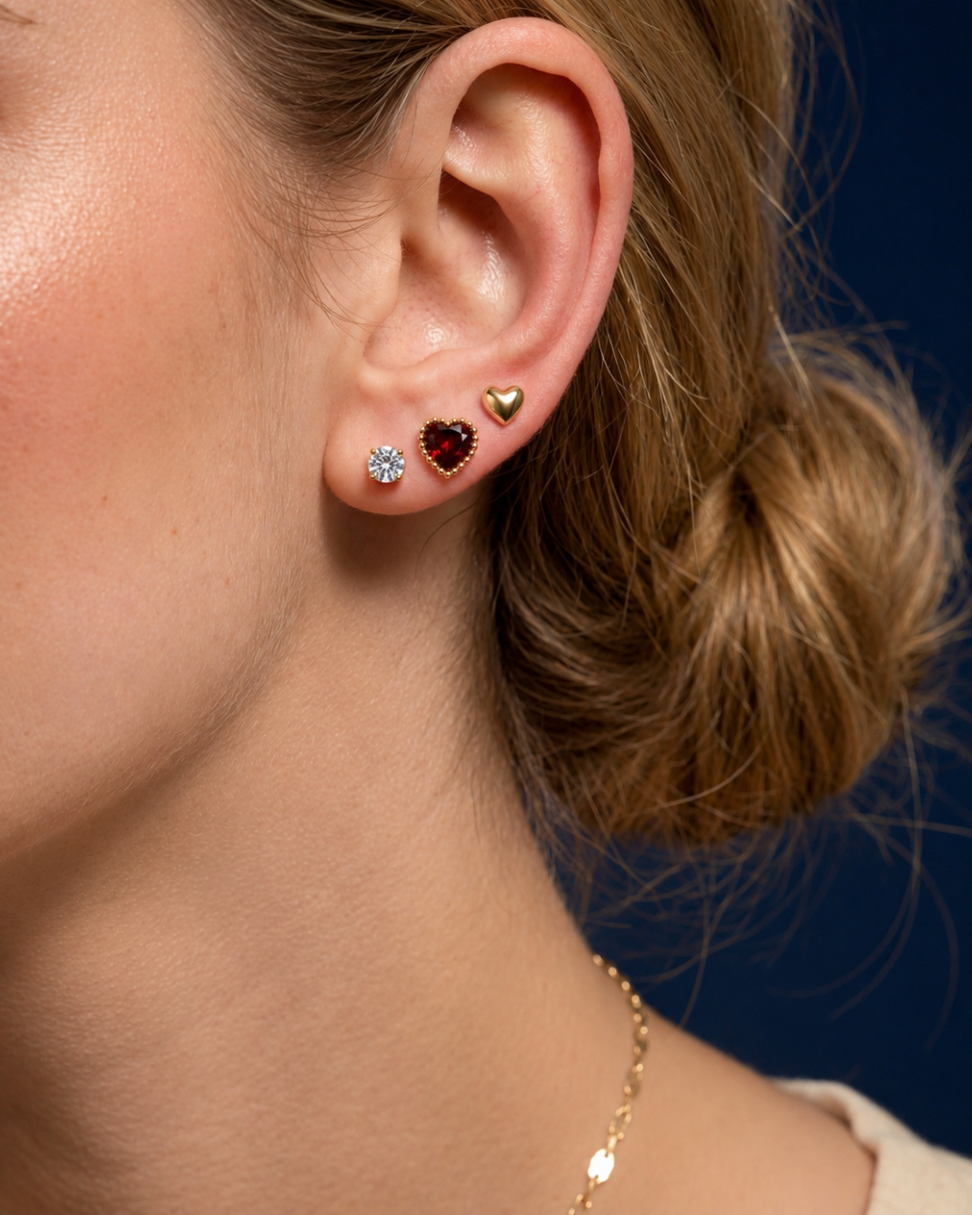 Romantic Heart Stud Trio Earring