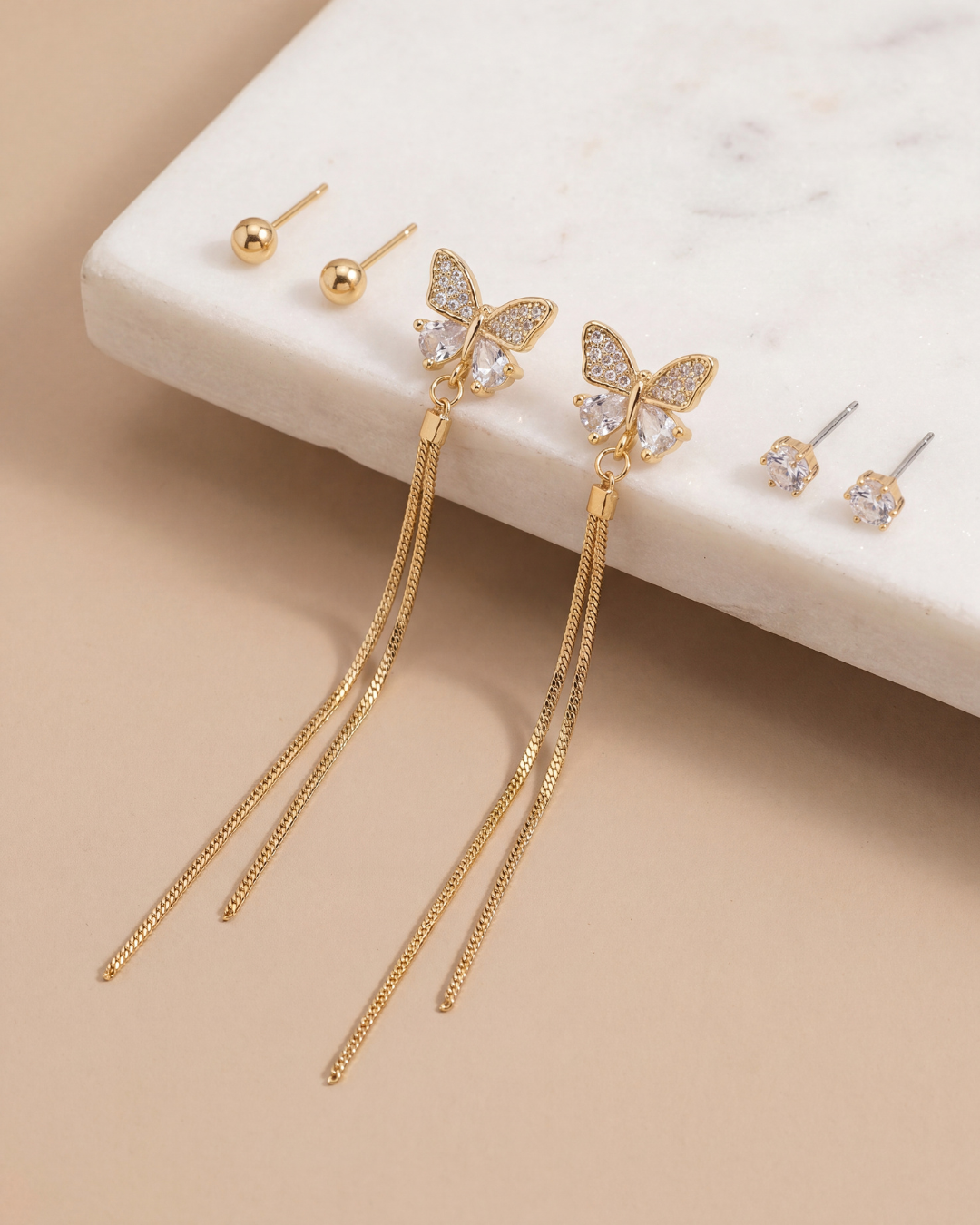 Butterfly Drop Earrings Set