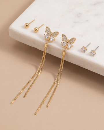 Butterfly Drop Earrings Set