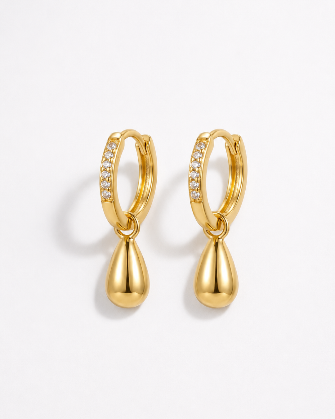 Crystal Hoop Drop Teardrop Earrings