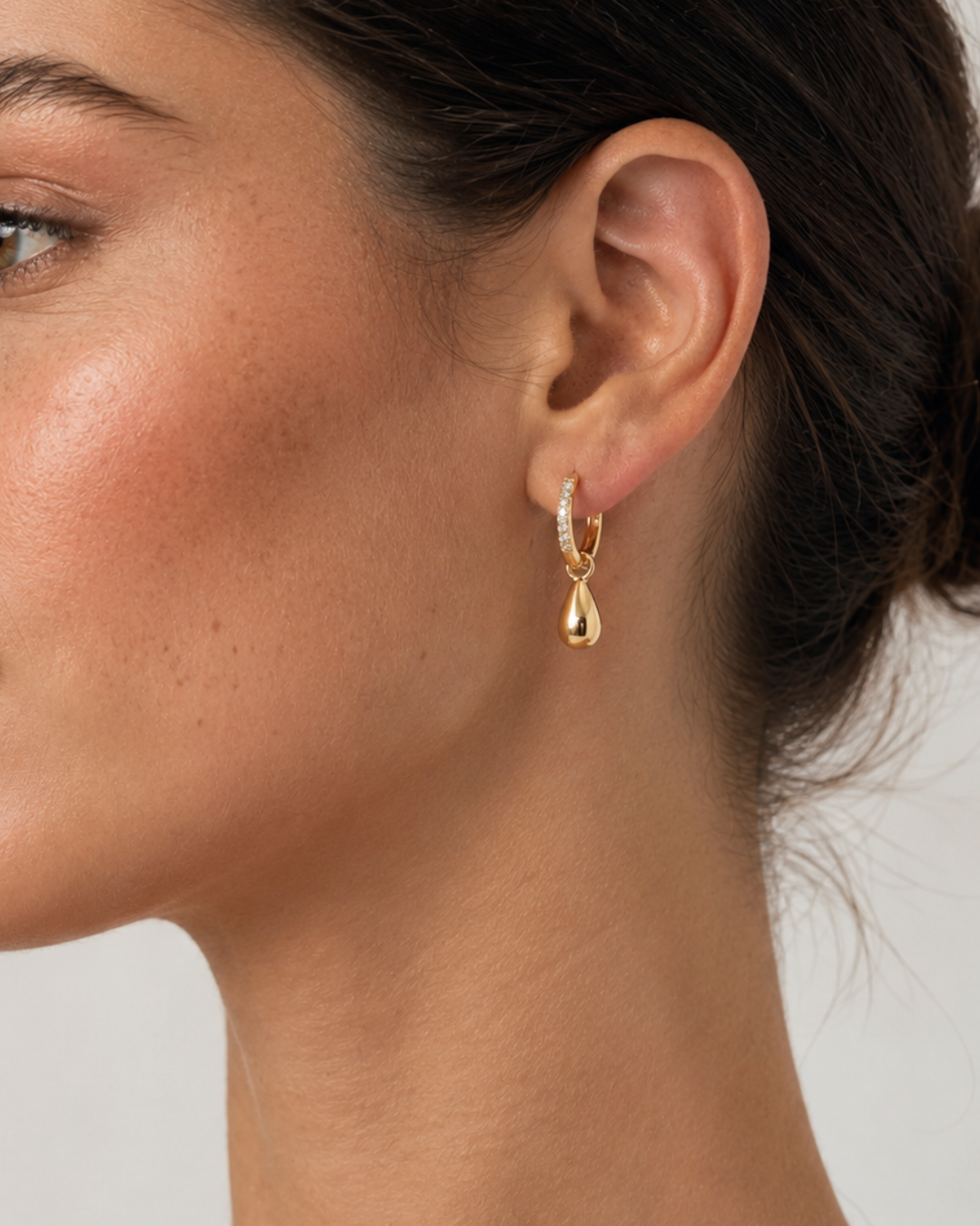 Crystal Hoop Drop Teardrop Earrings