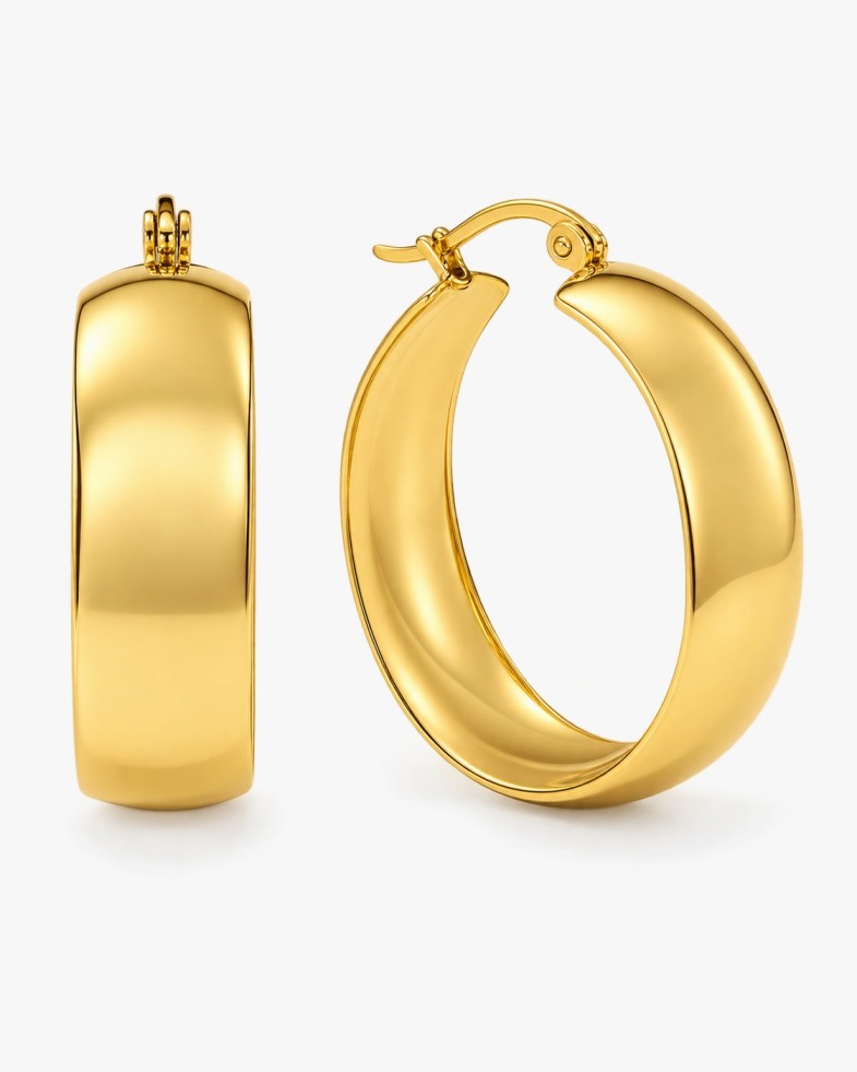 Gold Polished Huggie Hoop Earrings