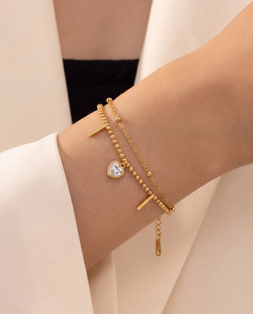 Gold Double Layer Charm Bracelet