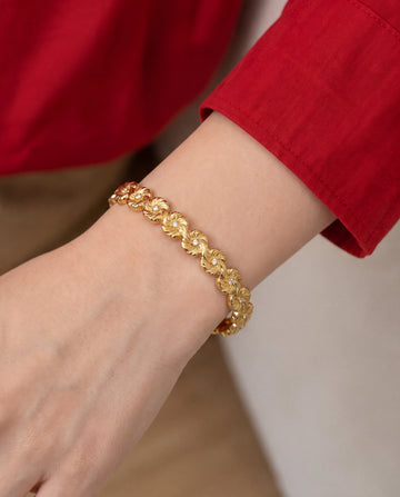 Gold Floral Crystal Bangle Bracelet