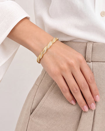 Gold Twisted Crystal Bangle Bracelet