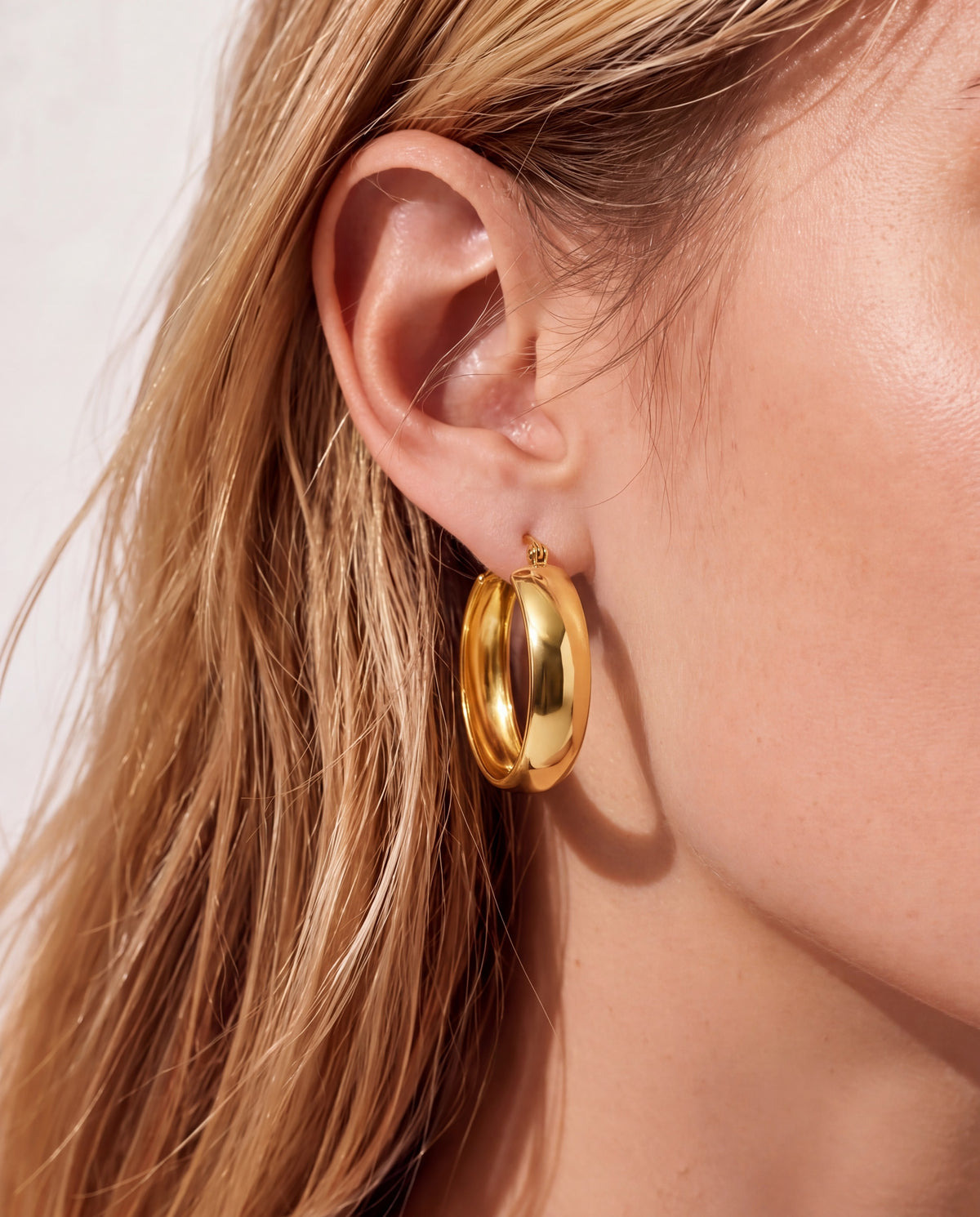 Gold Polished Huggie Hoop Earrings