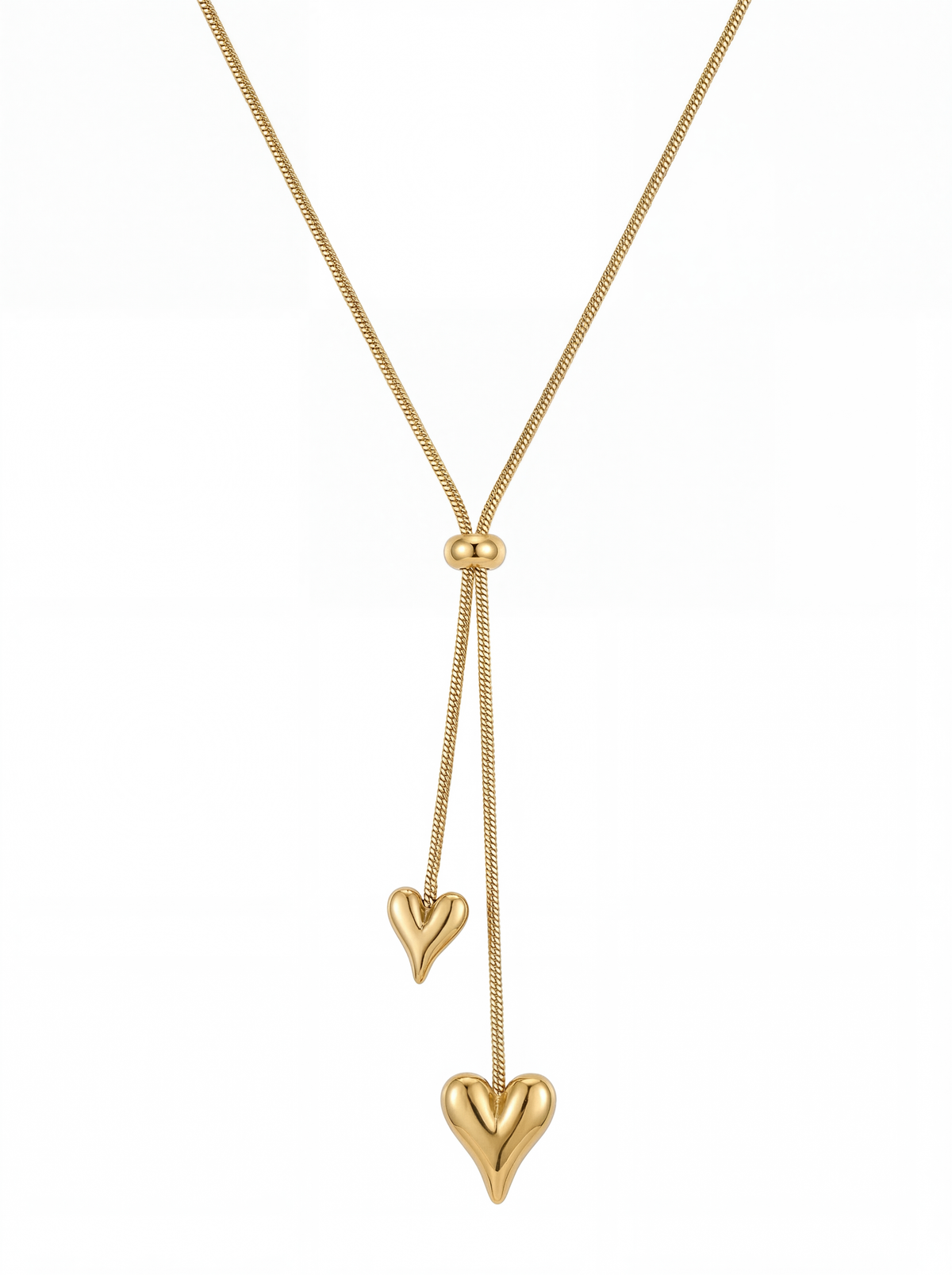 Gold Heart Lariat Necklace
