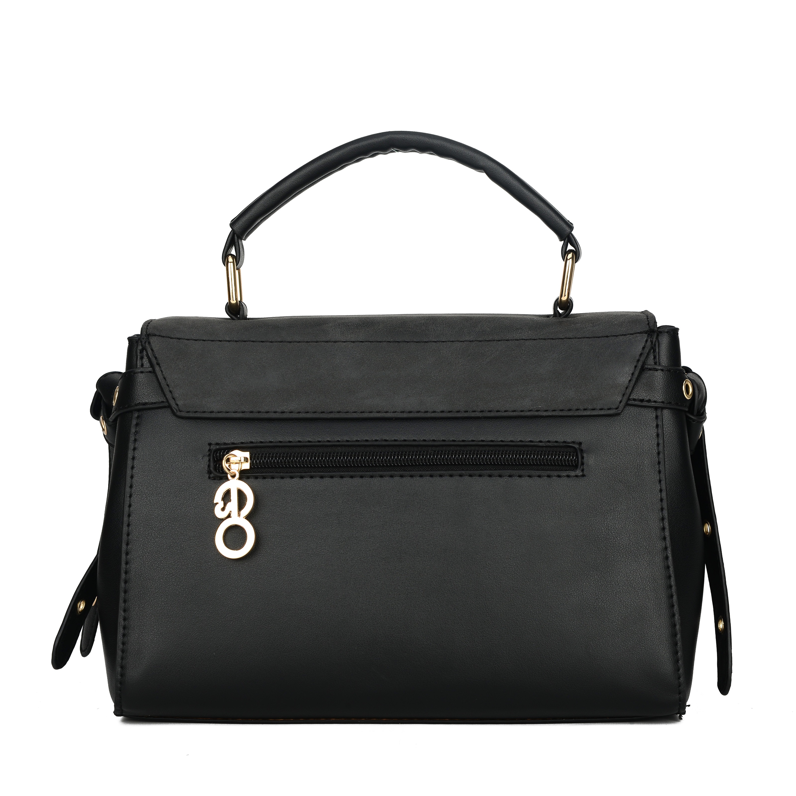 SOLID BLACK SATCHEL BAG FOR WOMEN – E2O Fashion