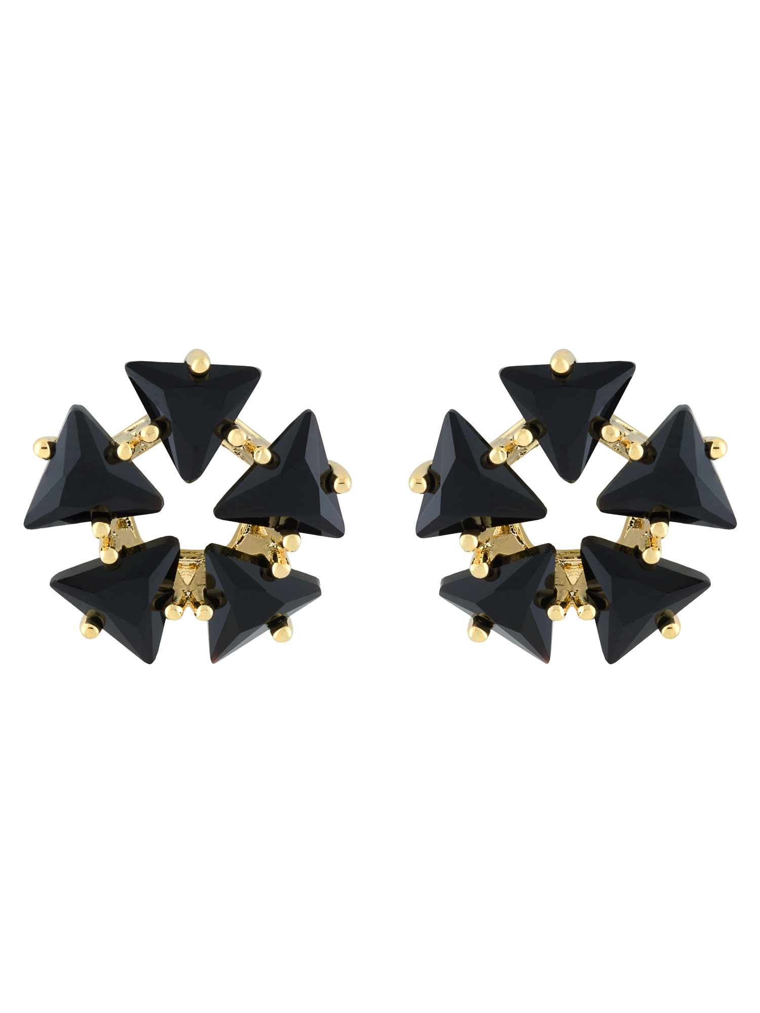 FANCY DESIGN BLACK STONE STUD EARRING – E2O Fashion