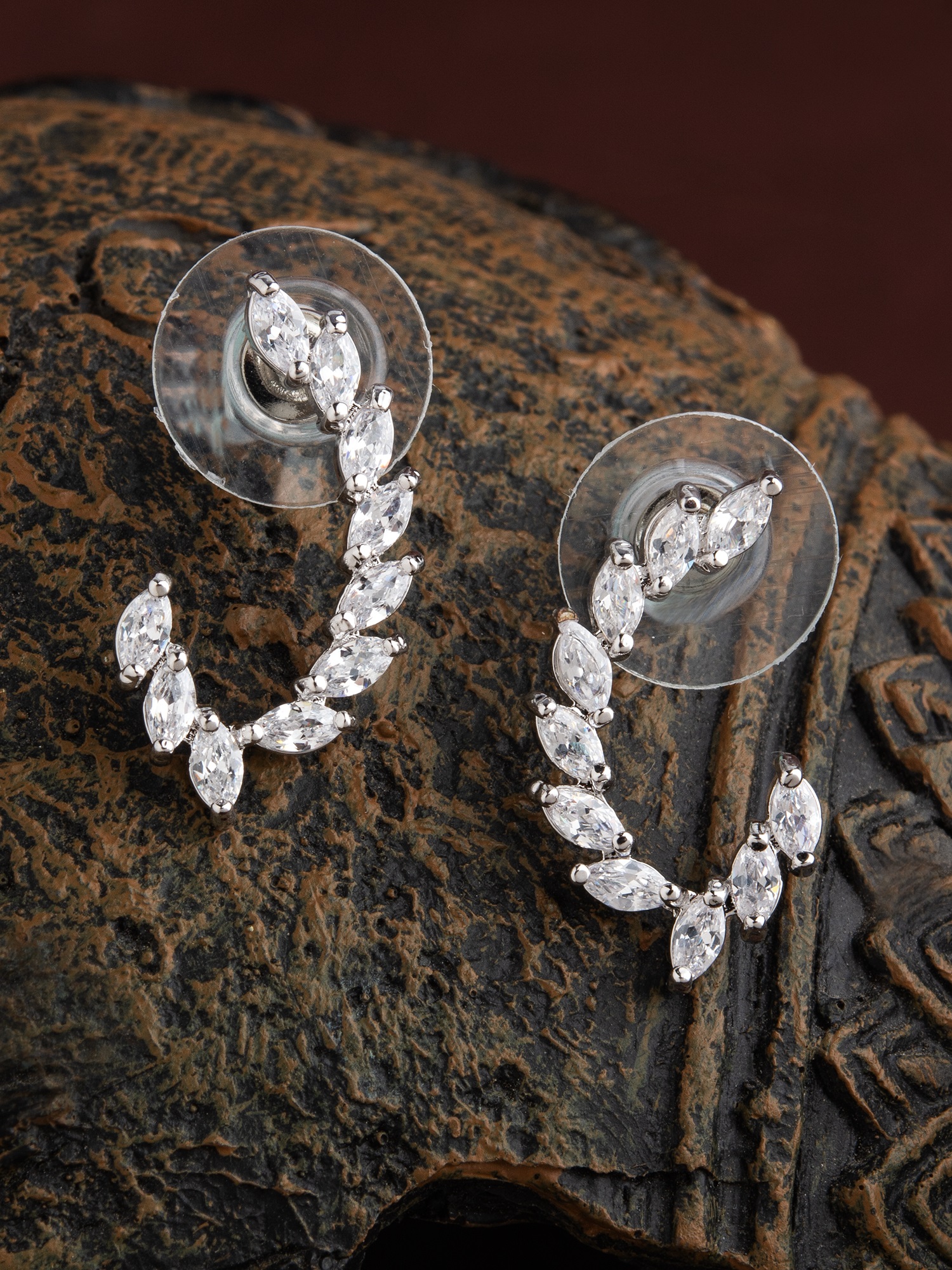 Earrings & Studs | Korean Stone Earrings In Milky White Colour | Freeup